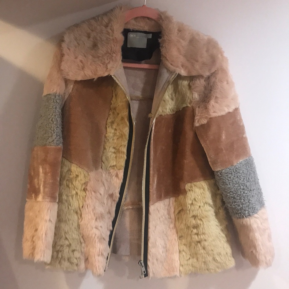 ASOS multi-color fur jacket